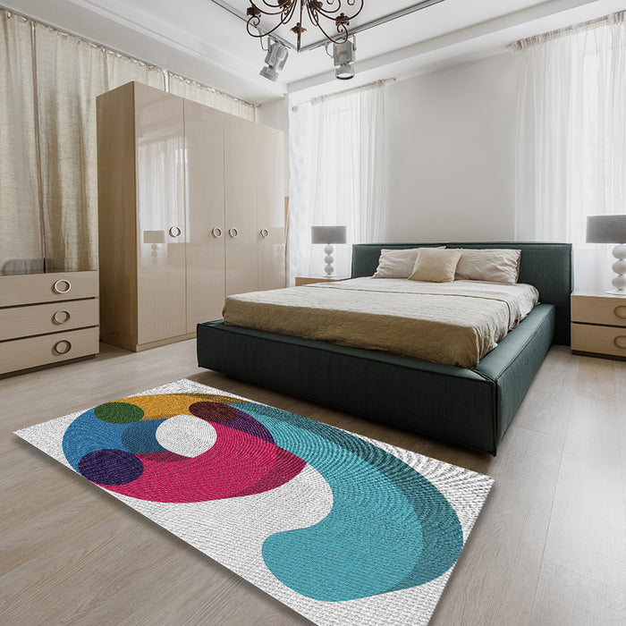 Patterned Cyan Opaque Blue Novelty Rug in a Bedroom, pat2117