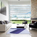 Square Patterned Sapphire Blue Rug in a Living Room, pat2118blu