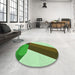 Round Patterned Pastel Green Rug in a Office, pat2118grn