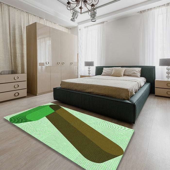 Patterned Pastel Green Rug in a Bedroom, pat2118grn