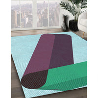 Patterned Carbon Gray Rug, pat2118lblu