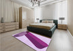 Patterned Medium Violet Red Pink Rug in a Bedroom, pat2118pur