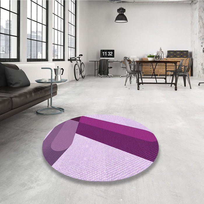 Round Patterned Medium Violet Red Pink Rug in a Office, pat2118pur