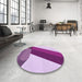Round Patterned Medium Violet Red Pink Rug in a Office, pat2118pur