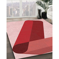Patterned Pastel Pink Rug, pat2118rd