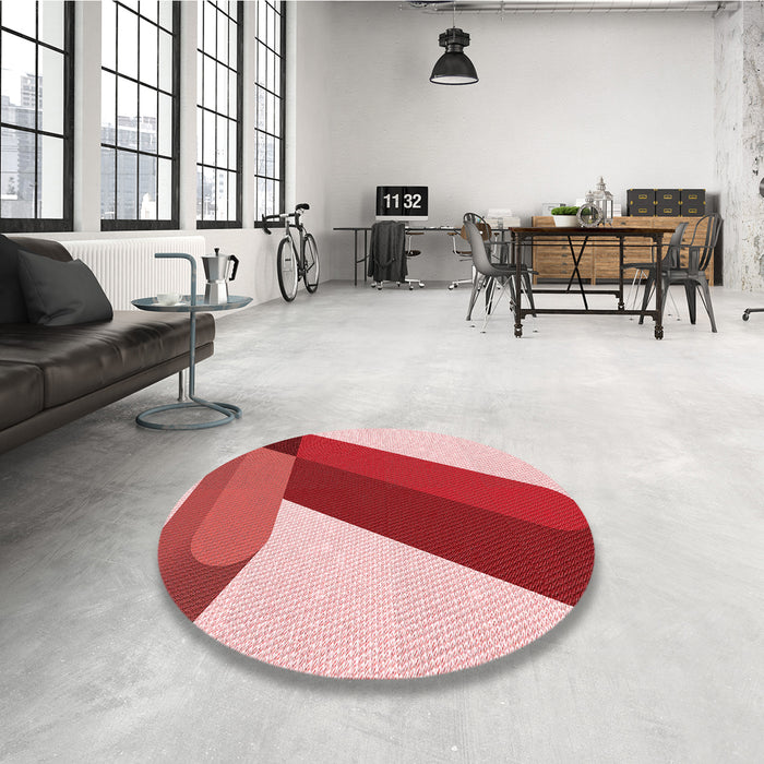 Round Patterned Pastel Pink Rug in a Office, pat2118rd