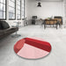 Round Patterned Pastel Pink Rug in a Office, pat2118rd
