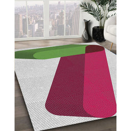 Patterned Bright Maroon Red Novelty Rug in Family Room, pat2118