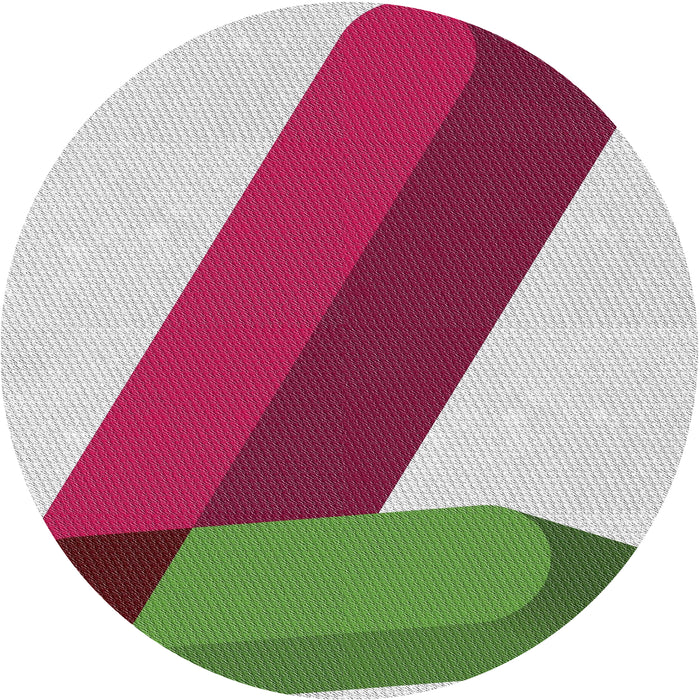 Sideview of Patterned Bright Maroon Red Novelty Rug, pat2118