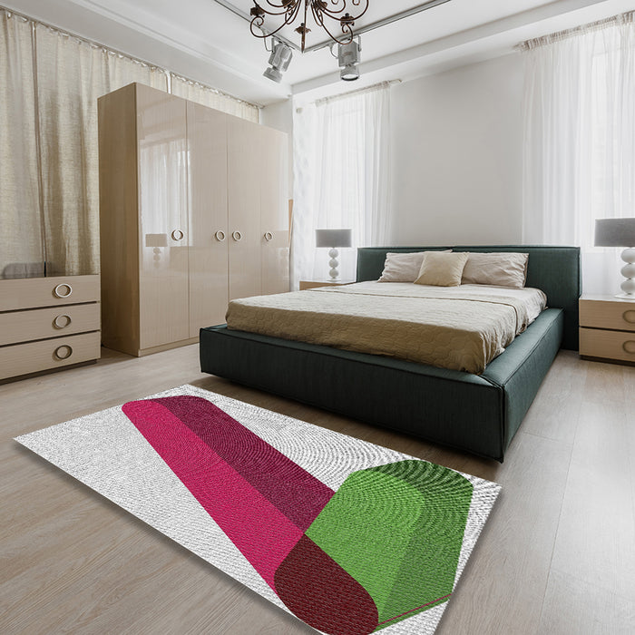 Machine Washable Transitional Bright Maroon Red Rug in a Bedroom, wshpat2118