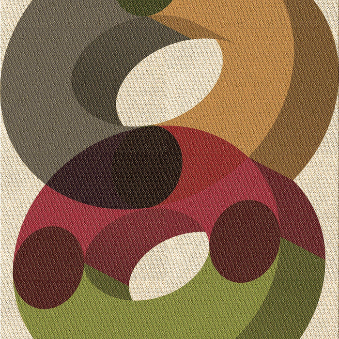 Patterned Brown Green Rug, pat2119brn