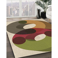 Patterned Brown Green Rug, pat2119brn