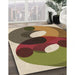 Patterned Brown Green Rug in Family Room, pat2119brn