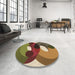 Round Patterned Brown Green Rug in a Office, pat2119brn