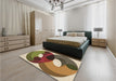 Patterned Brown Green Rug in a Bedroom, pat2119brn