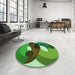 Round Patterned Green Rug in a Office, pat2119grn