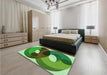 Patterned Green Rug in a Bedroom, pat2119grn