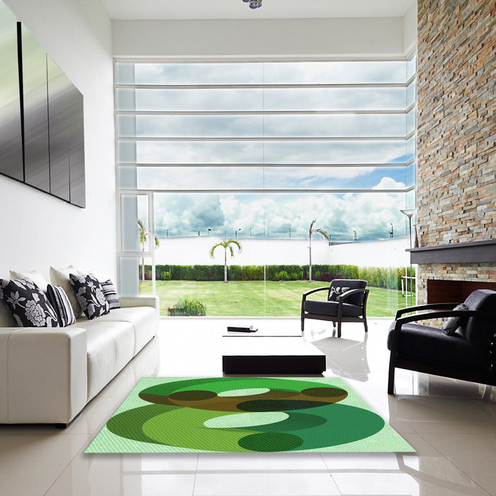 Square Patterned Green Rug in a Living Room, pat2119grn