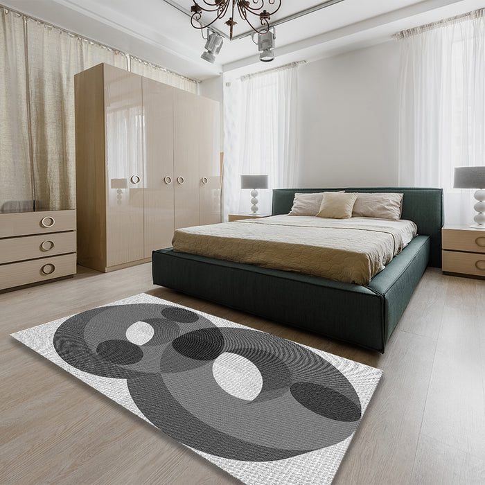 Patterned Black Rug in a Bedroom, pat2119gry