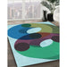 Machine Washable Transitional Medium Turquoise Green Rug in a Family Room, wshpat2119lblu