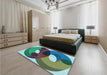 Patterned Medium Turquoise Green Rug in a Bedroom, pat2119lblu