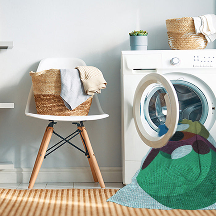 Machine Washable Transitional Medium Turquoise Green Rug in a Washing Machine, wshpat2119lblu