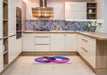 Patterned Dark Magenta Purple Rug in a Kitchen, pat2119pur