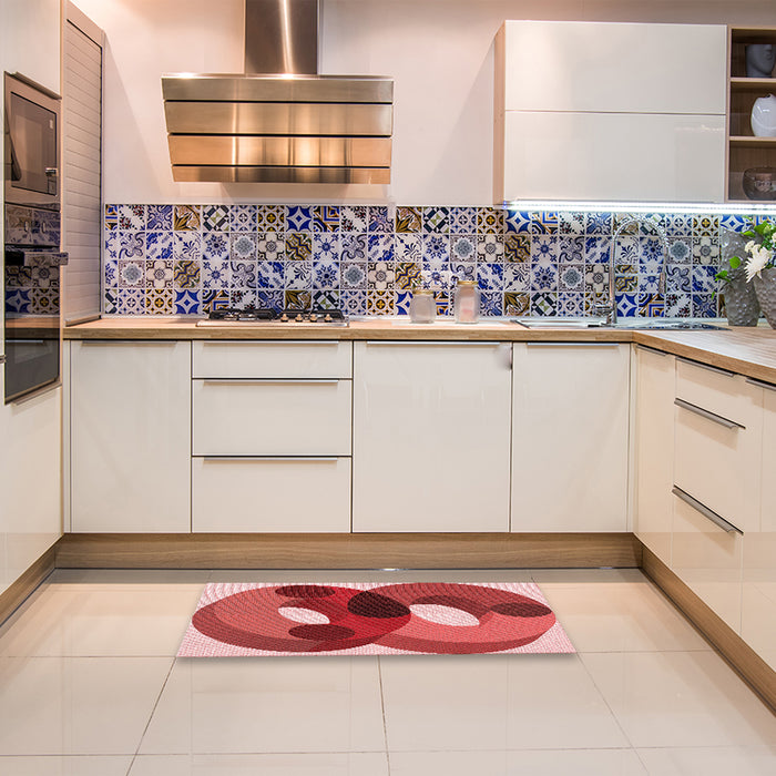 Patterned Red Rug in a Kitchen, pat2119rd