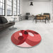 Round Patterned Red Rug in a Office, pat2119rd