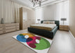 Patterned Green Novelty Rug in a Bedroom, pat2119