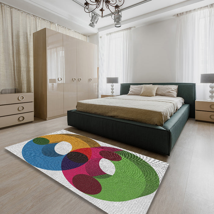 Patterned Green Novelty Rug in a Bedroom, pat2119