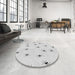 Round Patterned Dark Gray Novelty Rug in a Office, pat211