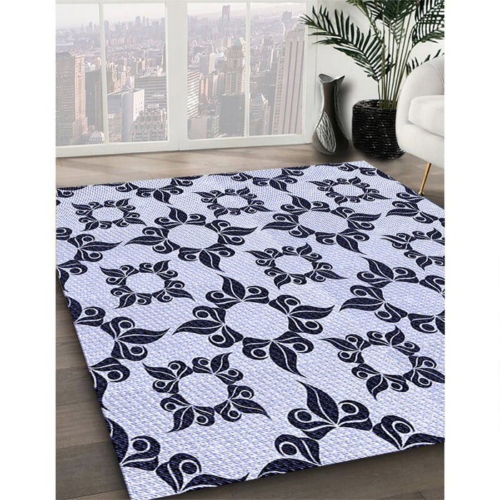 Patterned Lavender Blue Rug in Family Room, pat212blu
