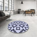 Round Patterned Lavender Blue Rug in a Office, pat212blu