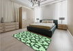 Patterned Medium Forest Green Rug in a Bedroom, pat212grn