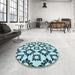 Round Patterned Blue Rug in a Office, pat212lblu