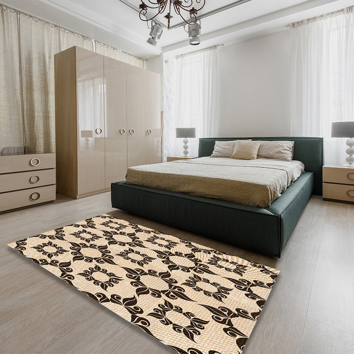 Patterned Golden Blonde Gold Rug in a Bedroom, pat212org