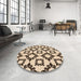 Round Patterned Golden Blonde Gold Rug in a Office, pat212org