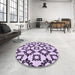 Round Patterned Purple Rug in a Office, pat212pur