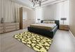 Round Machine Washable Transitional Mustard Yellow Rug in a Office, wshpat212yw