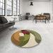 Round Patterned Saddle Brown Rug in a Office, pat2120brn