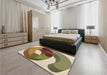 Patterned Saddle Brown Rug in a Bedroom, pat2120brn