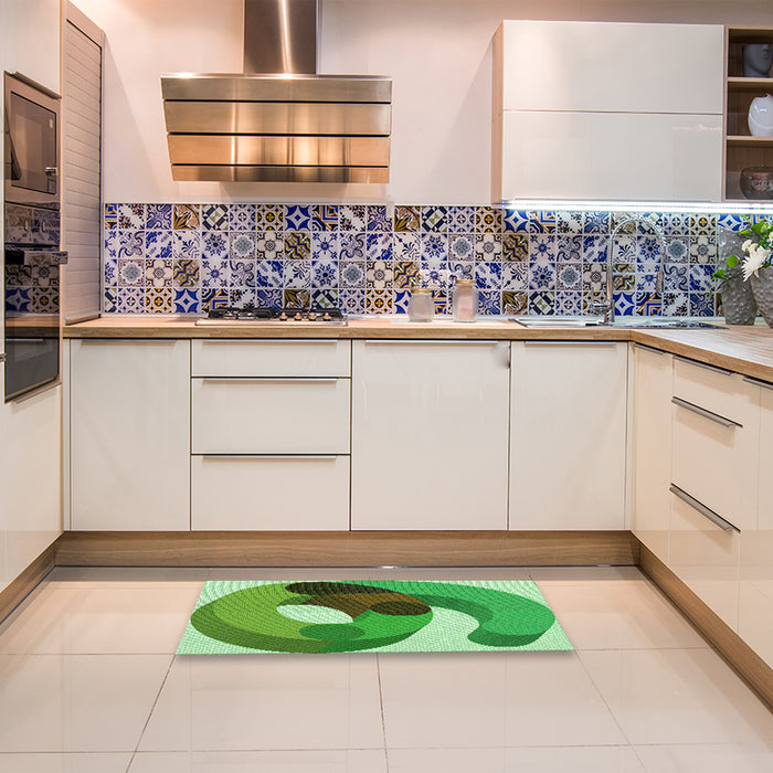 Patterned Green Rug in a Kitchen, pat2120grn
