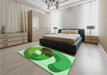 Patterned Green Rug in a Bedroom, pat2120grn