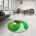 Round Patterned Green Rug in a Office, pat2120grn