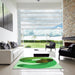 Square Patterned Green Rug in a Living Room, pat2120grn