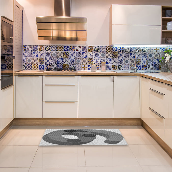 Patterned Cloud Gray Rug in a Kitchen, pat2120gry