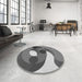 Round Patterned Cloud Gray Rug in a Office, pat2120gry