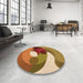 Round Patterned Yellow Orange Rug in a Office, pat2120org