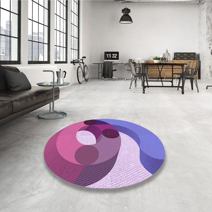 Round Patterned Bright Lilac Purple Rug in a Office, pat2120pur